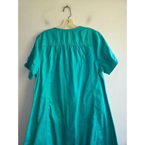NWOT Koret Women Teal Green 100% Cotton Denim Button Front Midi Dress size Large - Picture 4 of 7
